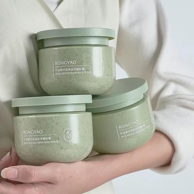 Crema de aguacate Ice Cream Body Facial Scrub - Exfoliante corporal natural y exfoliante facial - Exfoliante facial de aguacate exfoliante de azúcar - Lavado facial exfoliante - Organic -Coreano