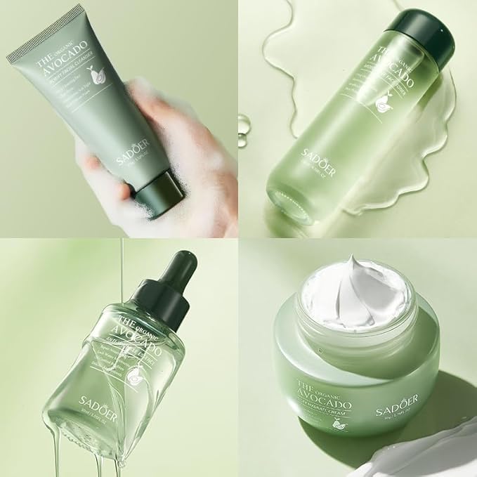 Avocado Skincare Sets,Skincare Gift Set with Facial Cleanser, Face Serum, Face Cream, Eye Cream, Toner, moisturizing Lotion, Anti Aging Skin Care Sets & Kits, Hydrating Facial Kit for women (6Pcs)