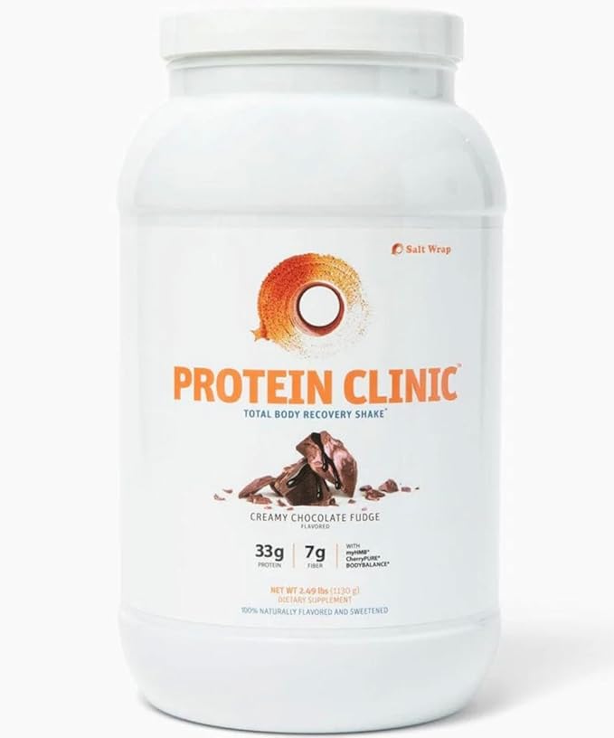 SaltWrap Protein Clinic – Total Body Recovery Shake with Collagen Peptides, HMB, Tart Cherry Extract, Pea Protein Isolate and Prebiotic Fiber for Joints & Muscle Recovery - Creamy Chocolate Fudge