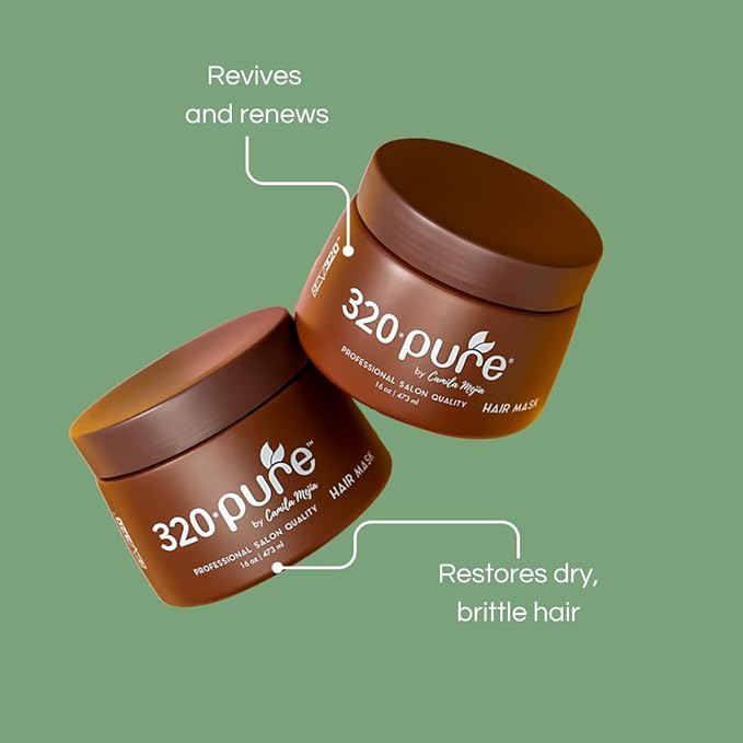 320Pure Hair Mask for Damaged Hair 16oz, Mascarilla para el cabello, Deep Conditioning Mask for Dry, Frizzy, Color-Treated & Curly, Hydrating Treatment for Growth & Repair