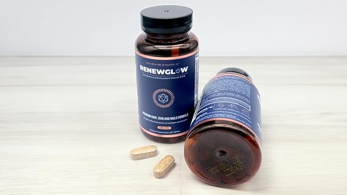 Skin Research Institute Renewglow Biotin Supplement - Vegan Friendly - Healthy Skin, Nail, and Hair 3 Pack