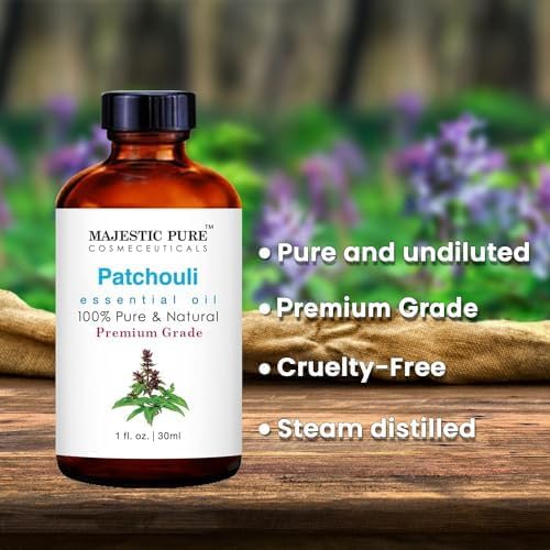 MAJESTIC PURE Patchouli Essential Oil | 100% Pure and Natural Patchouli Oil | Premium Grade Essential Oils for Hair Care, Home Diffusers, Skin, Aromatherapy, Massage and Humidifiers | 1 Fl Oz