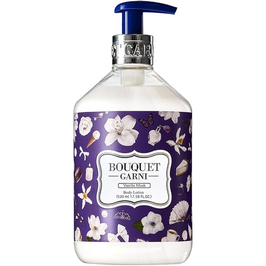 Bouquet Garni Body Lotion Vanilla Musk Fragrance - Long-lasting Moisture & Fragrance, Non Sticky Texture (Containing Shea Butter Rich in Vitamin A, C, E) - 17.6 oz