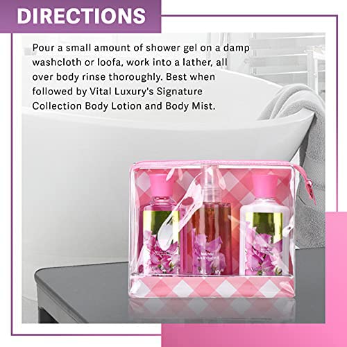 Bath & Body Care Travel Set Pea Flower Scent Home Spa Set with Body Lotion, Shower Gel and Fragrance Mist