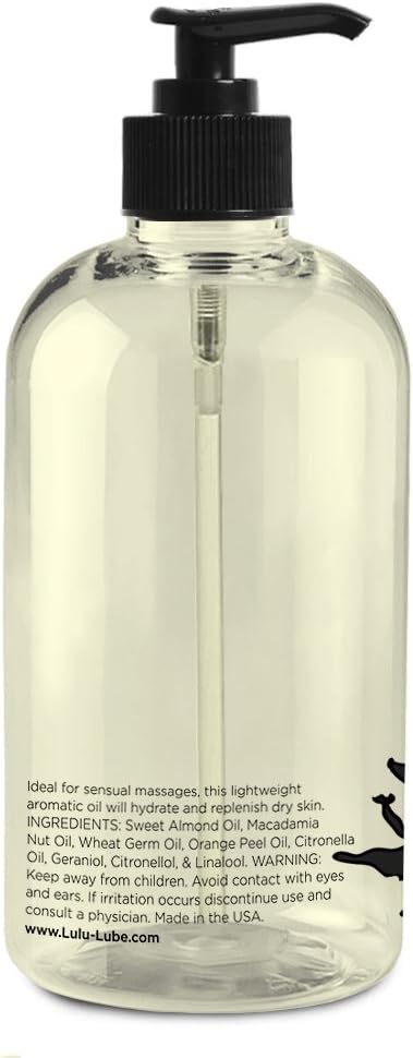 Lulu Massage Oil 16 Ounces for Full Body Massages of Joint and Muscles. Scented with Essential Oils and Sweet Almond Oil. for Couple Massage Therapy. Made in USA