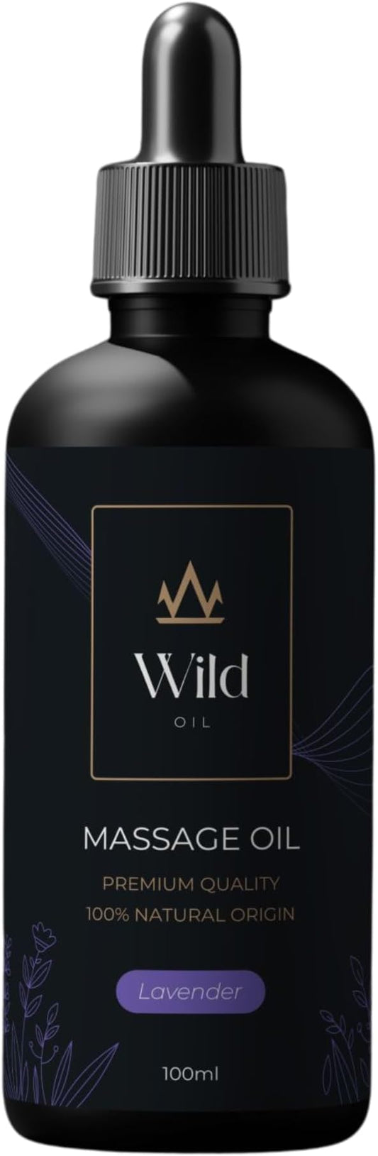 Luxurious Massage Oil Mineral, Grape Seed, Jojoba & Lavender Skin Moisturization Hair Nourishment Hydration, Elasticity, Vegan & Natural (100ml, Lavender)