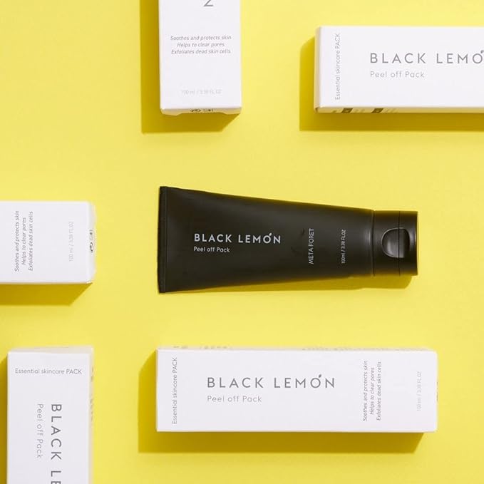 METAFORET Black Lemon Peel Off Pack 100ml/ 3.38fl.oz Activated Charcoal Face Gel Mask, Blackhead and Whitehead Remover, Pore Cleanser