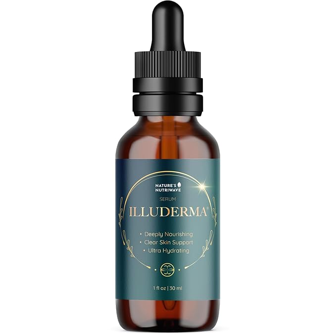 Illuderma Serum – 100% Natural Facial Serum with 16 Beneficial Ingredients for Hydrated, Nourished Skin – 1 Oz, 30ml, 1 Month Supply