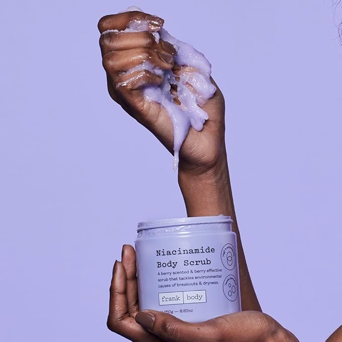 Frank Body Niacinamide Body Scrub | Vegan, Cruelty Free, Gentle Exfoliating Body Scrub | Helps to Fight Breakouts and Dryness with Niacinamide, Superfood Berry Extracts, & Green Tea | 8.82 oz / 250 g