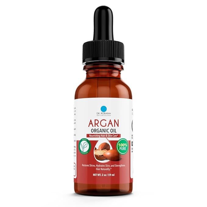 Dr. Robaina 100% Pure & Natural Argan Oil – Deep Hydration, Skin Repair & Natural Antioxidants for Healthy Skin & Hair – Made in USA