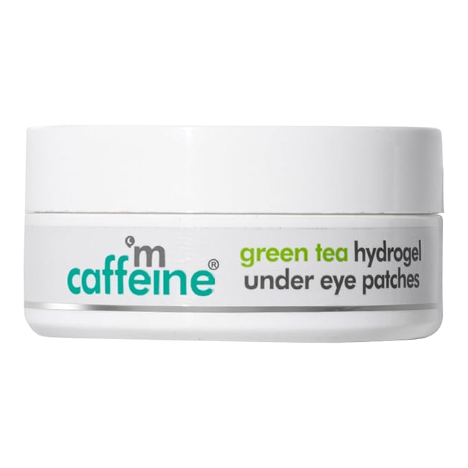 mCaffeine Green Tea Hydrogel Under Eye Patches for Dark Circle, Fine Lines & Wrinkles Reduction | Cooling Under Eye Patch Mask for Instant De-Puffing | 30 Pairs