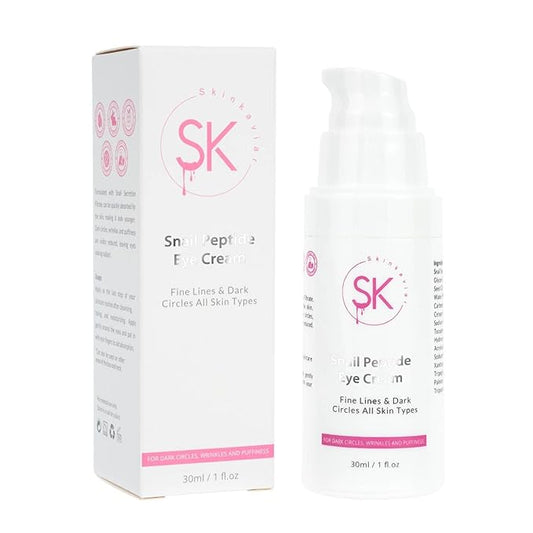 Snail Peptide Eye Cream with 73.7% Snail Mucin and Niacinamide- Brightening Korean Night Cream for Fine Lines and Dark Circles, 30ml / 1 FL Oz