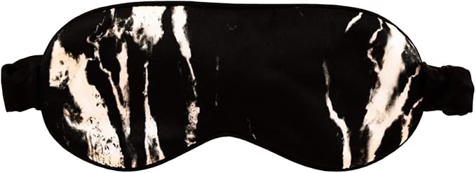 Celestial Silk Mulberry Silk Sleep Eye Mask with Adjustable Elastic Strap (Normal - Adjustable, Black Marble)