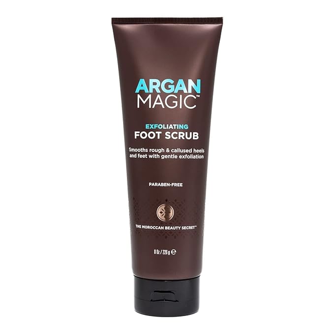 Argan Magic Exfoliating Foot Scrub for Rough & Calloused Feet and Heels - Smooths and Softens Dry Feet | Removes Dead Skin | With Argan Oil & Pumice | Paraben Free (8 oz)