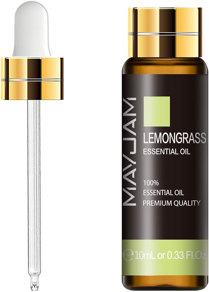 Lemongrass Essential Oil, MAYJAM 10ML/0.33FL.OZ Premium Lemongrass Oils for Soap Candle Making, Diffuser, Bedroom, Living Room, Office
