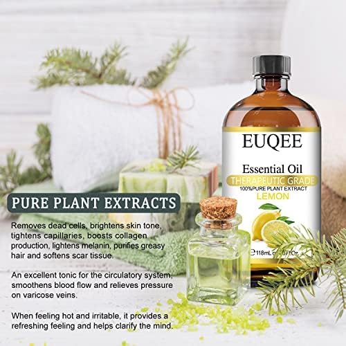 Lemon Essential Oil with Glass Dropper, Great for Aromatherapy, DIY Soap, Humidifier, Candle Making(4Fl oz/118mL)