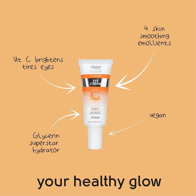Paeceioni Face Facts Vitamin C Eye Cream | Antioxidant-rich Vitamin C + Glycerin | Hydrate + Brighten Eyes |Vegan | 25ml