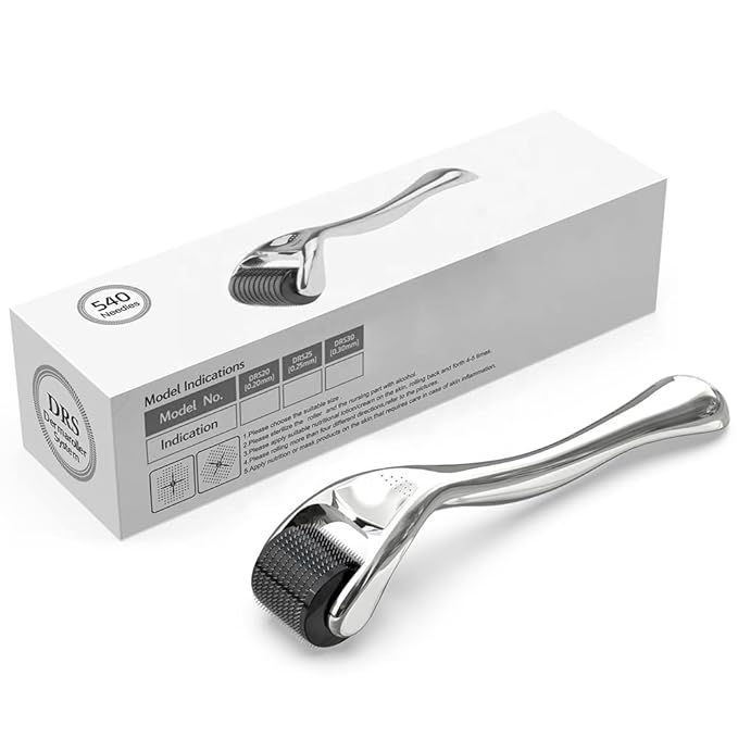 Derma Roller Microneedling Roller for Face Body - 540 Titanium Microneedle Roller w/Storage Case