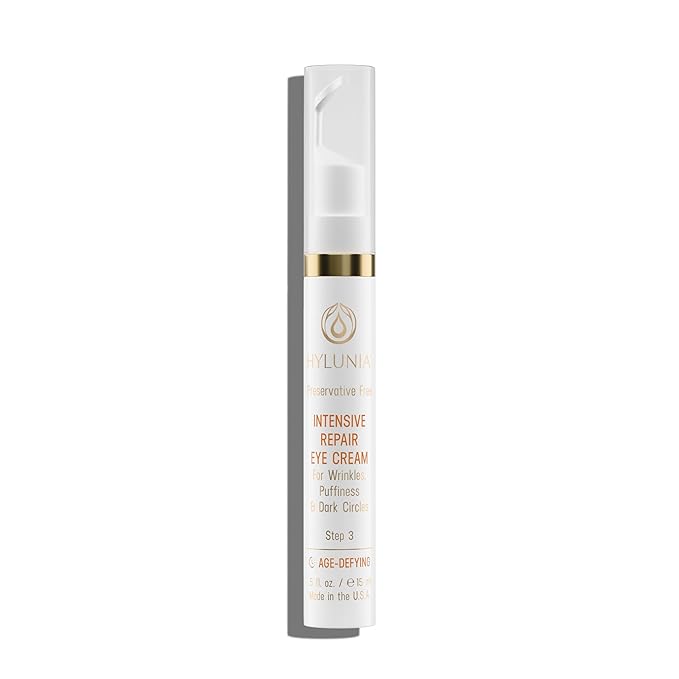 Hylunia Intensive Repair Eye Cream – Hydrating & Firming with Peptides, Vitamin C & Hyaluronic Acid – Reduces Dark Circles, Puffiness & Fine Lines – Lightweight, Vegan, Clean Skincare