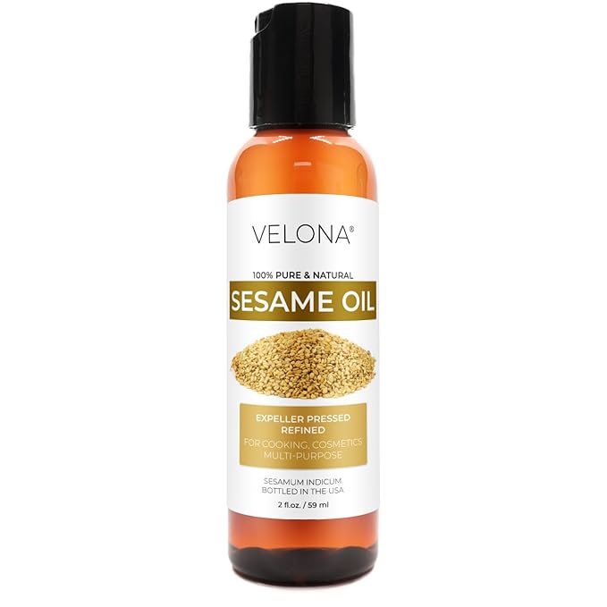 velona Sesame Seed Oil 2 fl oz | 100% Pure and Natural Carrier Oil | Refined, Expeller Pressed | Cooking, Skin, Hair, Body & Face Moisturizing | Use Today - Enjoy Results