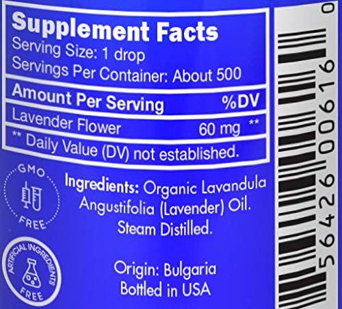 Organic, Lavender Essential Oil, Food Grade, for Drinks, Skin, Hair – 100% Pure, Lavender Oil, by Zongle Therapeutics, 1 OZ