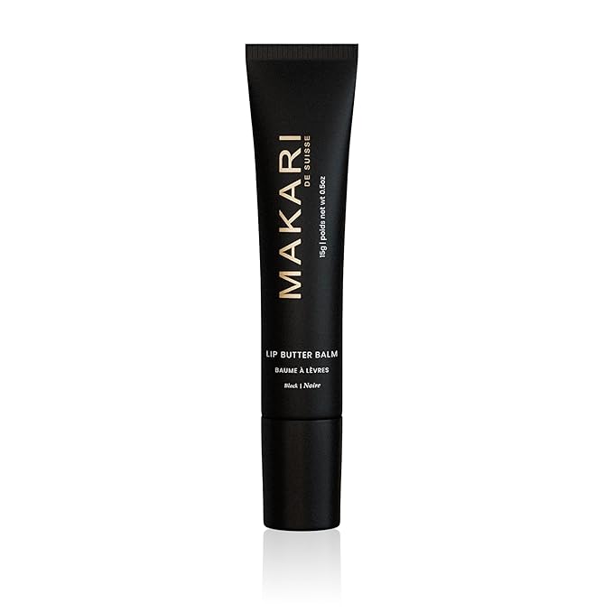 Makari Black Lip Butter Balm, Ultra-Nourishing Moisturizer for Dry, Chapped Lips, Black Flavor, Lightweight Non-Greasy Formula for Daily Hydration, All Skin Types, 0.5 oz