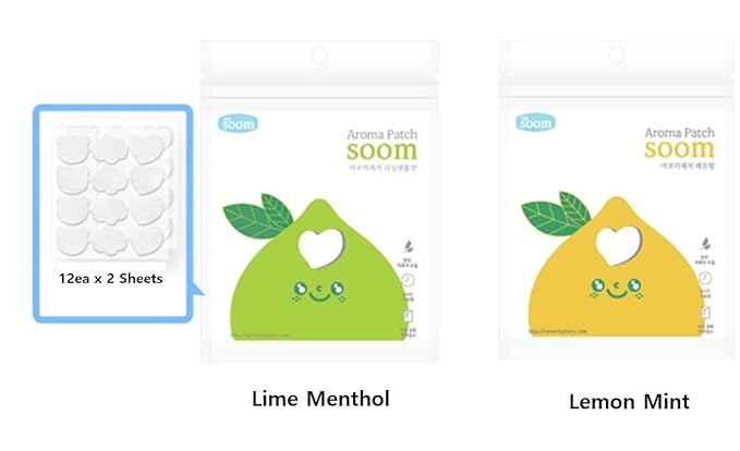 Soom Mask patch Aroma Stickers B-TS used product Korean mask stickers scented Contains Refreshing and Fragrant-Pure Essential Oil Scented Mask Patches for Refreshing Face Mask 24 Patches (Lemon Mint)