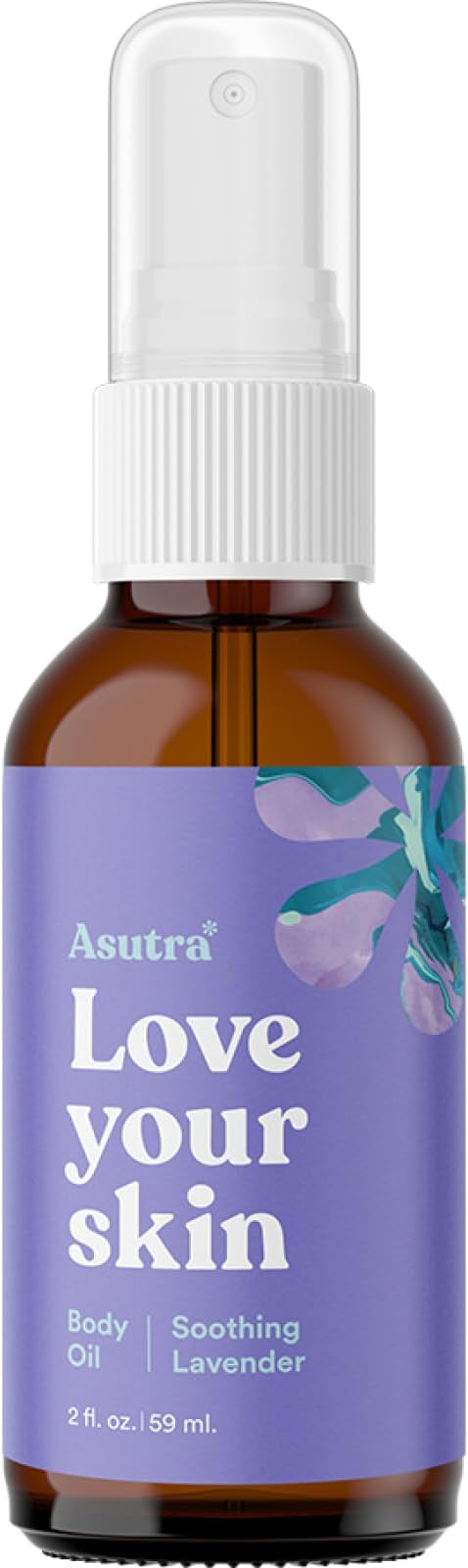ASUTRA Lavender Body Oil, 2 oz - Coconut Oil and Organic Lavender Essential Oil, Smooth and Silky Body Oil, Soothes and Hydrates Skin