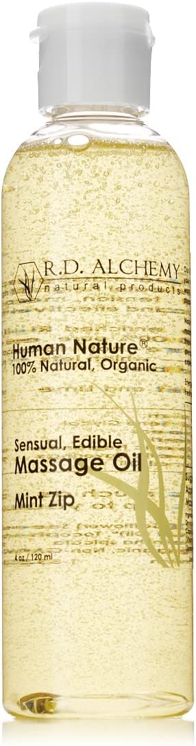 RD Alchemy - 100% Natural & Organic Edible Massage Oil with Organic Essential Oils. Minty Fresh Flavor: Mint Zip - Peppermint, Spearmint, and Lime!