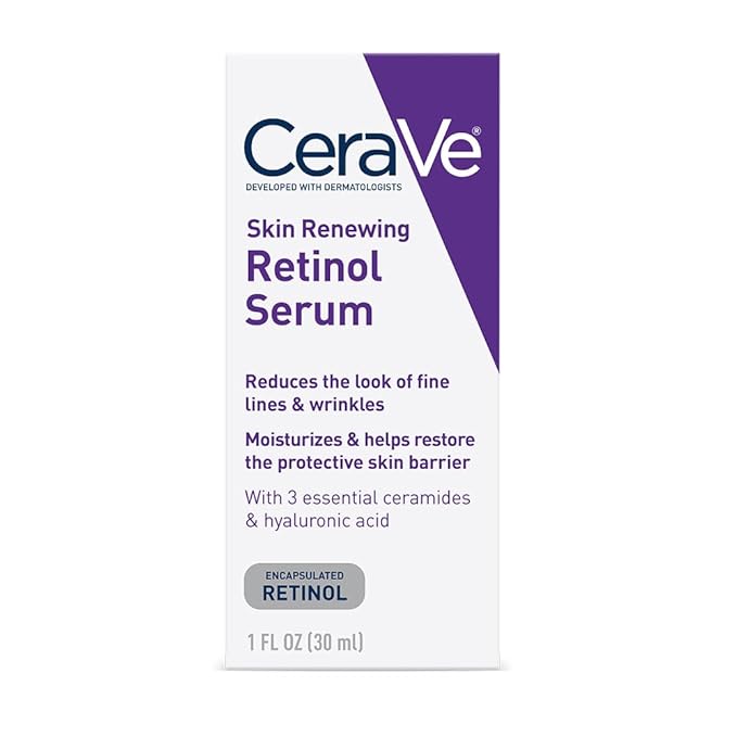 CeraVe Anti Aging Retinol Serum For Face, Encapsulated Retinol With Hyaluronic Acid, Niacinamide & Ceramides, Smooths Wrinkles & Fine Lines, Gentle Skin Brightening Serum, Fragrance Free, 1 Oz