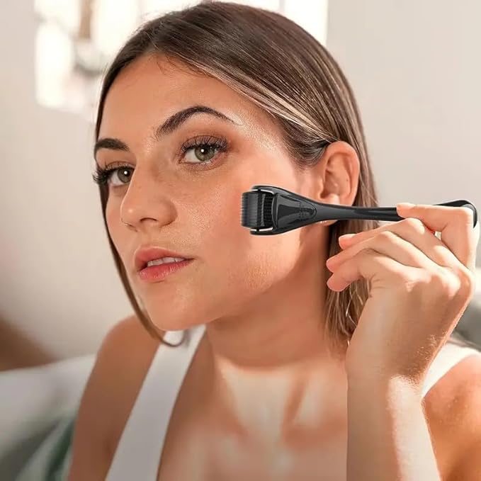 Boolavard Derma Roller Microneedle Roller for Face with 3 Different Size(0.2mm, 0.25mm, 0.3mm) Beard Roller, Hair Face Skin Micro Needle Face Roller Scalp Roller