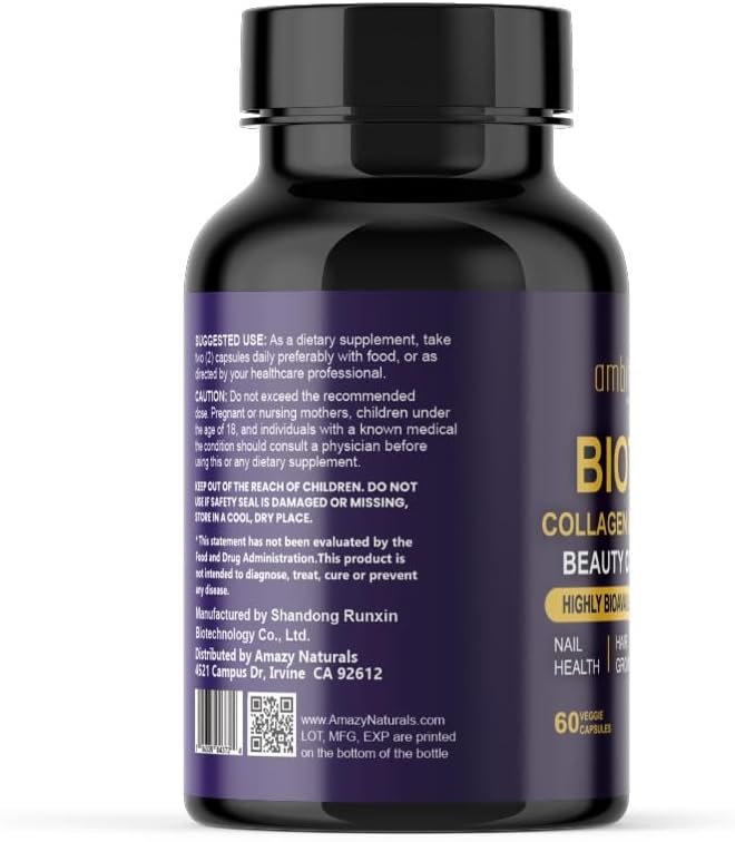 Hyaluronic Acid, Biotin, Collagen, Keratin, Cucurma, Vitamins 25,000 Beauty Complex, 60 Veggie Capsules, Hair Growth, Nail Join Bone Health Supplement