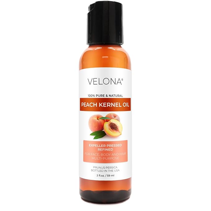 Peach Kernel Oil by Velona - 2 Fl Oz | 100% Pure and Natural Carrier Oil | Refined, Cold Pressed | Cooking, Skin, Hair, Body & Face Moisturizing | Use Today - Enjoy Results