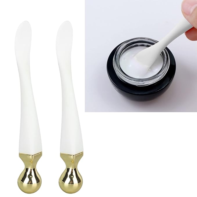 2pcs Metal Face Mask Spoon Anti Wrinkle Eye Fatigue Relief Massage Stick Cream Scoop, Metal Eye Cream Applicator Face Roller Massager Tool, Reducing Puffiness Wrinkle