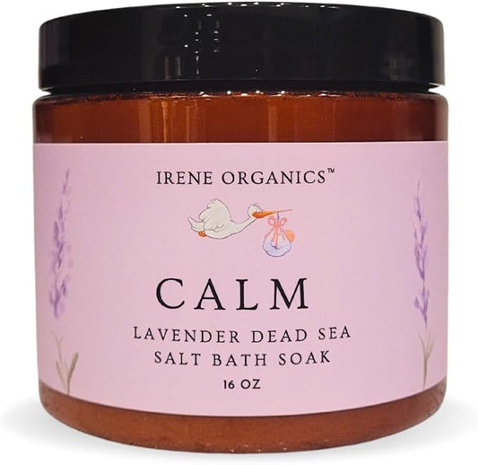 All Natural Bath Salt Soak - Exfoliating Dead Sea Salt + Himalayan Salt Bath Body Scrub for Calm, Soothing and Detoxing (Calm - Lavender)