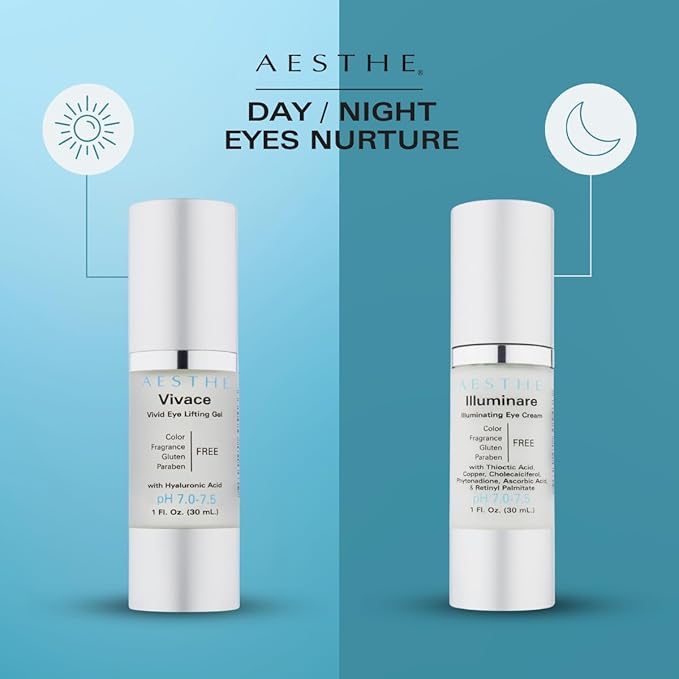 Aesthe Illuminare Illuminating Eye Cream - Color-Free, Fragrance-Free, Gluten-Free Skincare for Eyes with Thioctic Acid, Copper & More - For Puffiness & Dark Circles - Tighten & Smooth - 1 fl oz