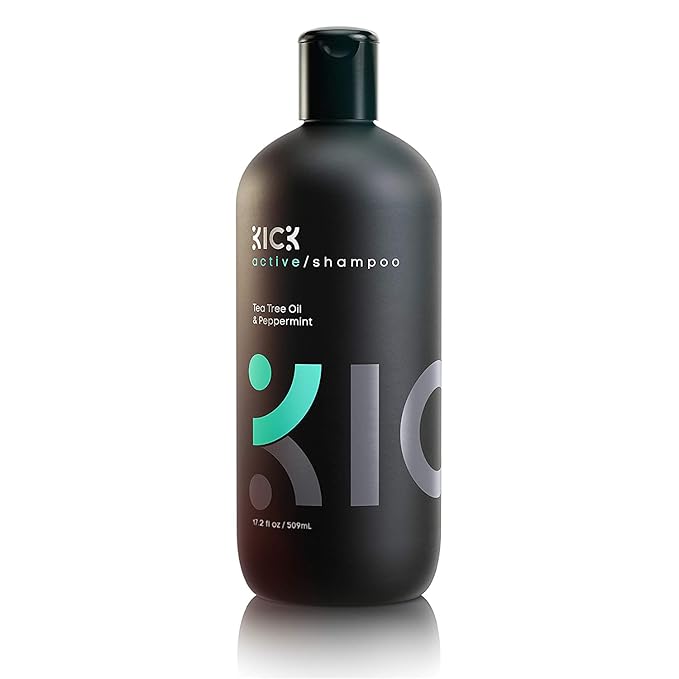 Kick Mens Shampoo - Peppermint & Tea Tree for Oil Control - Sulfate-Free, Refreshing Formula - Anti-Dandruff and Scalp Soothing - Shampoo for Oily Hair - Cruelty-Free - 17oz