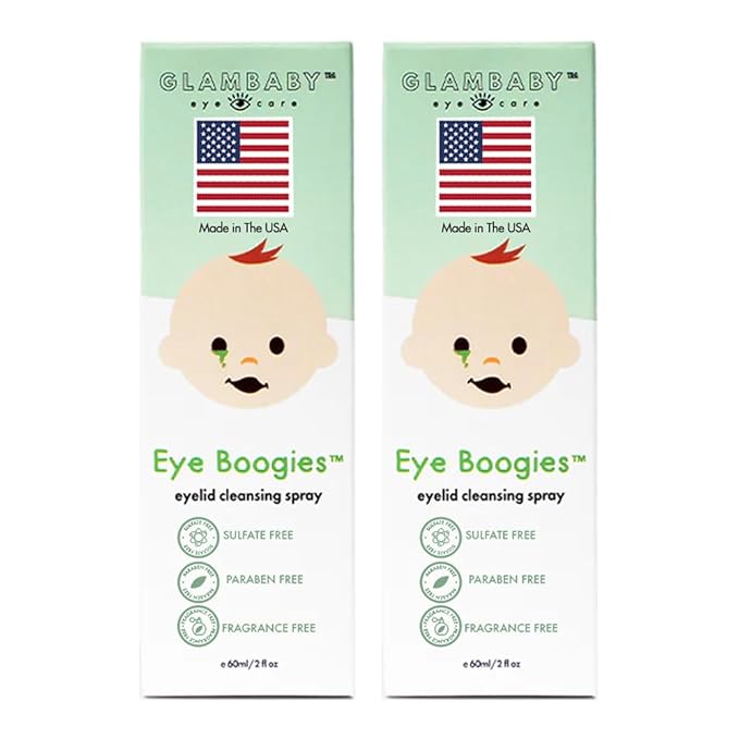 GlamBaby Eye Boogies Stye Eye Treatment | Sting-Free & Wipe-Free | Hypochlorous Eyelid Cleanser & Pink Eye Drops | Provides Allergy Conjunctivitis & Blepharitis Relief | Baby Eye Drops Spray (2 Pack)