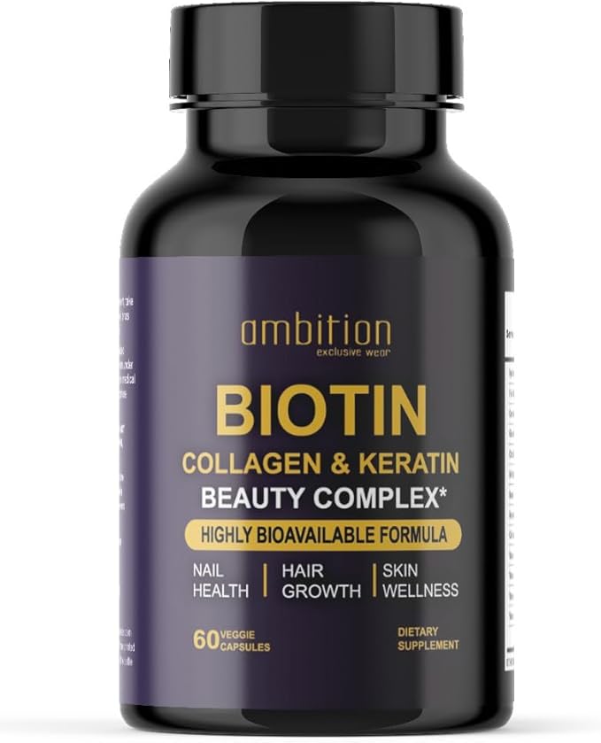 Hyaluronic Acid, Biotin, Collagen, Keratin, Cucurma, Vitamins 25,000 Beauty Complex, 60 Veggie Capsules, Hair Growth, Nail Join Bone Health Supplement