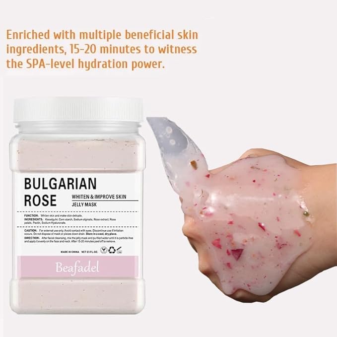 Jelly Mask Powder for Professional Facials Care,Hyalorunic Acid Moisturizing Hydro Face Peel Off Mask, Hydrating Gel Face Masks with Double-ended Silicone Brush, 23 Fl Oz (Bamboo Charcoal)