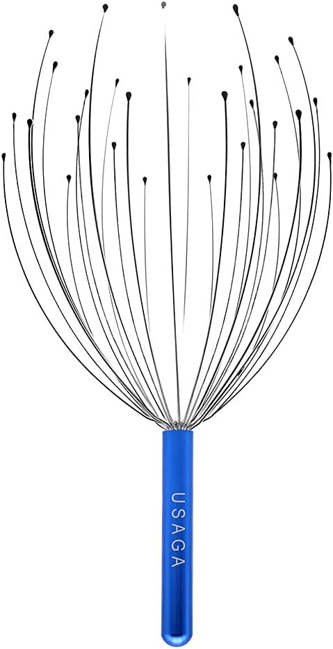USAGA 28 Fingers Head Scratcher, Head Massager, Scalp Massager for Scalp Body Relaxing (Blue)