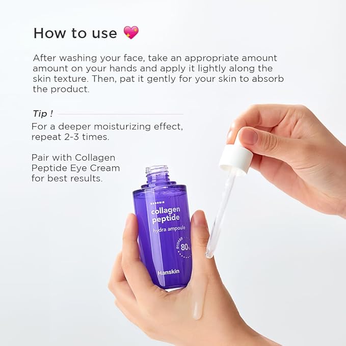 Hanskin Collagen Peptide Duo: Hydra Ampoule + Eye Cream for Firming, Wrinkle Care, and Deep Hydration