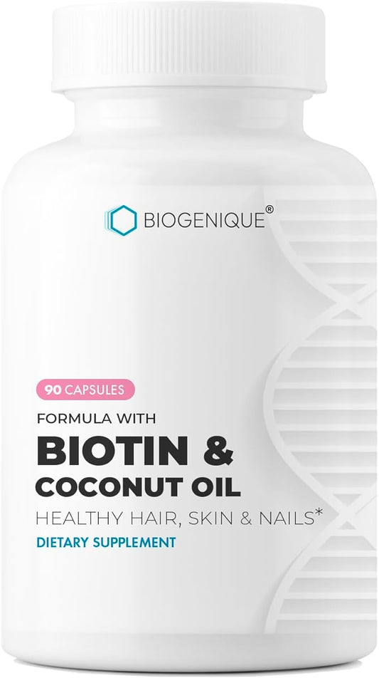 High Potency Biotin Supplement - Vegan Vitamin B7 Formula with Creatine and Coconut Oil - Healthier Skin, Nails & Hair and Keratin Support - Non-GMO & Gluten Free - 2500 mcg