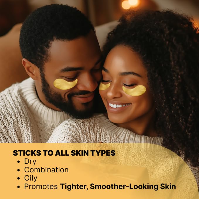 Eye Gel Patches & Collagen Eye Masks Set (60 each) - Golden Glow & Chlorophyll Algae Duo - 2-in-1 Treatment for Dark Circles, Puffiness, Wrinkles, Eye Bags - Revitalizing Eye Care