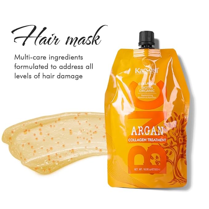 Karseell Hair Treatment Conditioner, 16.9 Fl Oz (500ml) - Deep Repairing with Argan Oil & Keratin for Dry, Damaged, Curly, Bleached Hair