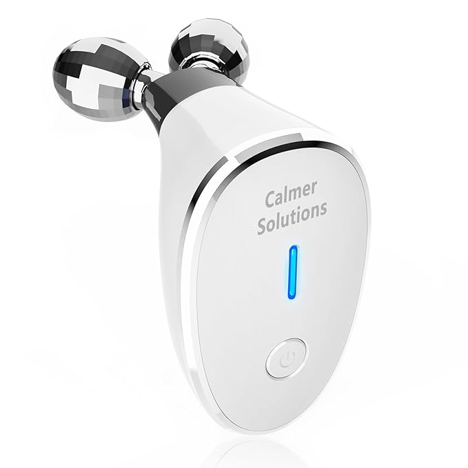 Micro-Current-Facial-Device, Face Roller Skin Care Tool, Face Massager Glossy White