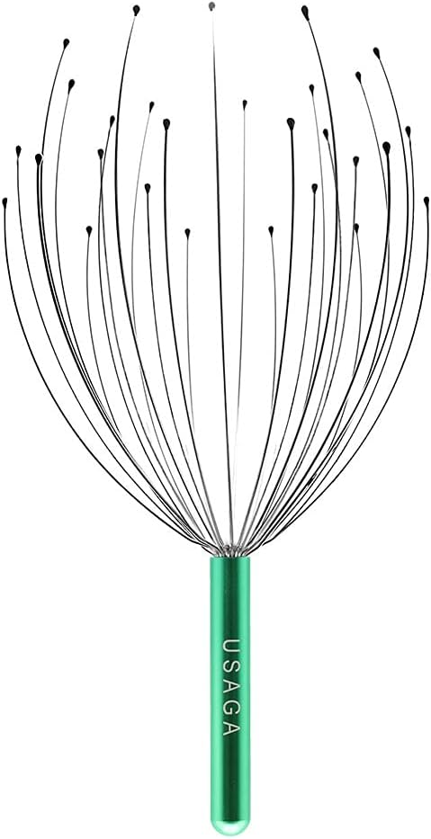 USAGA 28 Fingers Head Scratcher, Head Massager, Scalp Massager for Scalp Body Relaxing (Green)