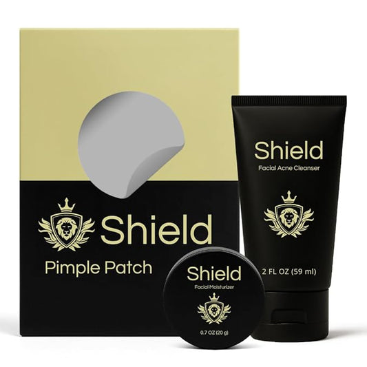 Acne System for Men and Boys, Face Wash, Moisturizer, Pimple Patches, Shield Men's Skin Care Set (1 Month)