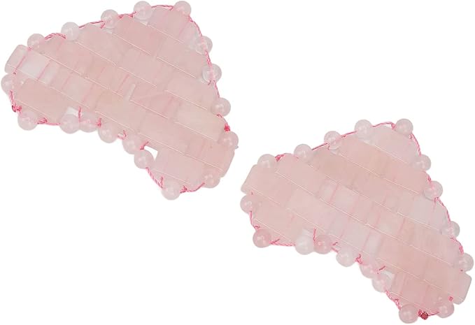 2Pcs Rose Quartz Eye Mask, Jadestone Eye Patch Reduce Facial Edema Relieve Eye Strain Heart Shaped Stone Eye Pad for Massage Facial Cooling Mask