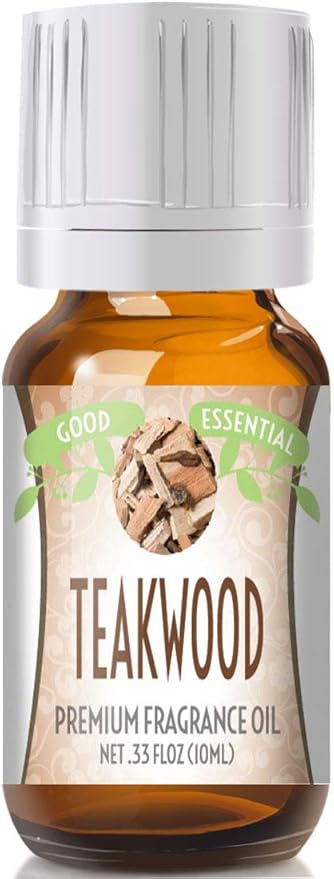 Good Essential – Professional Teakwood Fragrance Oil 10ml for Diffuser, Candles, Soaps, Lotions, Perfume 0.33 fl oz